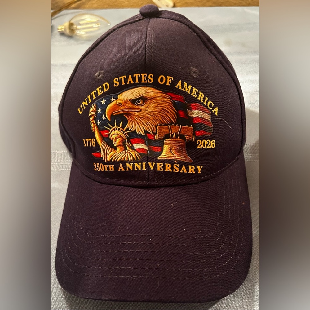 United States 250th Anniversary Embroidered Eagle Baseball Cap - Navy Blue